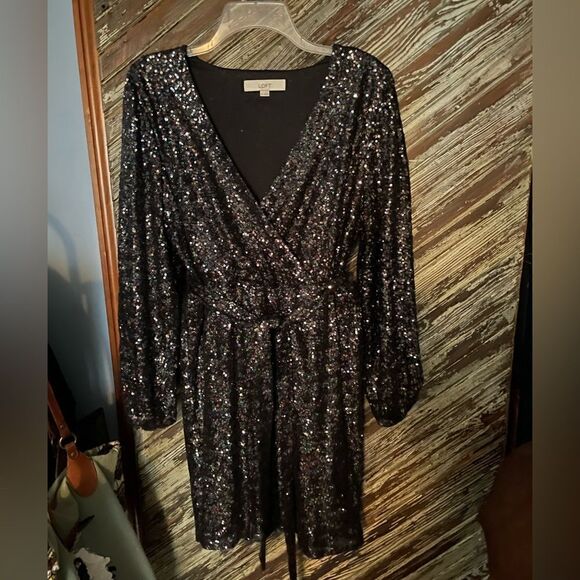 Ann Taylor Loft sequins wrap dress - Picture 3 of 7
